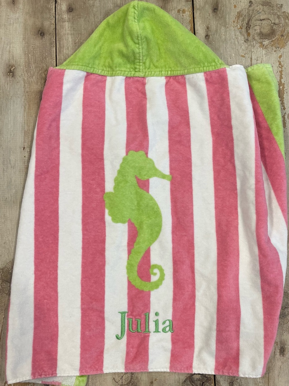 Pottery Barn baby hooded beach towel JULIA monogram